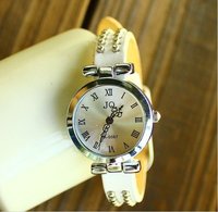 Christmas Gift  White Genuine Cow leather Punk Two rows Rivets Roma watch women TOP quality KOW008  Min order=15usd