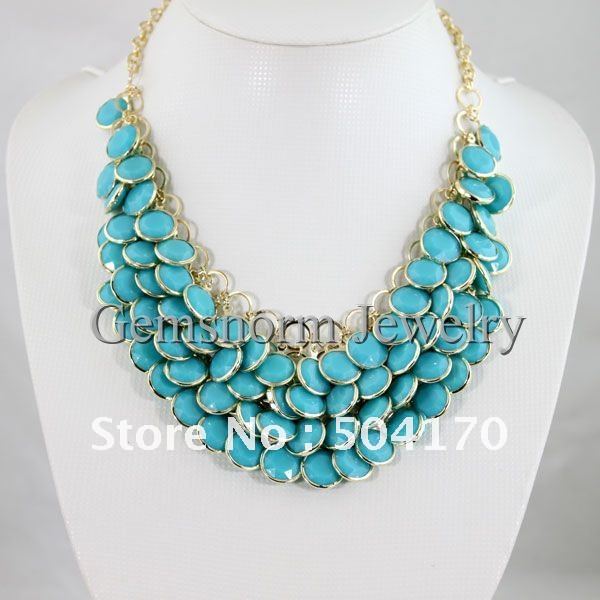 -Fashion-Necklace-Turquoise-Acrylic-Beaded-Necklaces-Bib-Necklaces ...