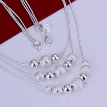 HOT sale!!!N020 Three Line Bead Necklace Factory Price Free shipping silver necklace.fashion jewelry jewellry necklace