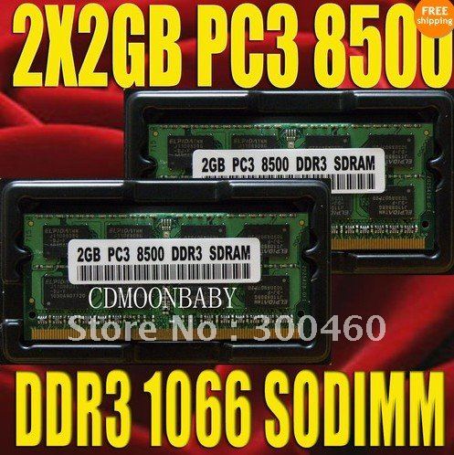 NEW 4GB 2 X 2GB PC3-8500 DDR3-1066 204pin sodimm Laptop Memory For Apple MacBook Pro / iMac(China (Mainland))