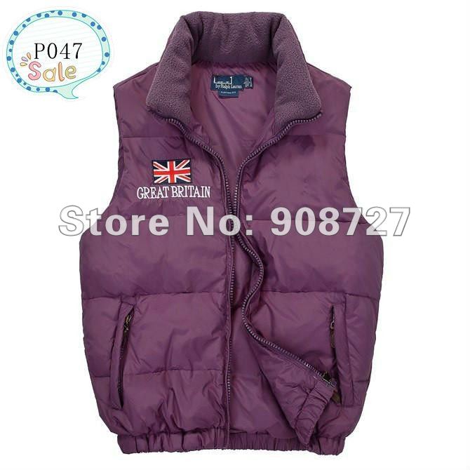 Hot sale Free shipping-New Arrival 2012 Mens POLO down vest, 5 color Great britain flag down vest for men P047 Size M LXL XXL(China (Mainland))
