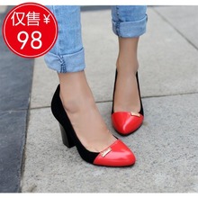 Genuine leather single shoes women’s shoes low-top shoes patent leather sheep scrub women’s shoes colorant match high-heeled