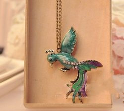 Min.order is $15 (mix order)Fashion Vintage Style Retro Phenix Bird Chain Pendant Sweater Necklace Free Shipping(China (Mainland))