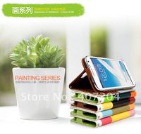 KALAIDENG Painting Series PU Case For Samsung N7100, Multi-Funtion Flip Case for Samsung N7100 free shipping 10pcs/lot