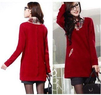  Sweater Dress on Style Red Black Dresses For Women Fashion Back Buttons Plus Size Dress