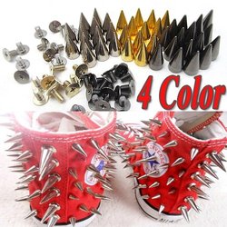 100x 14mm Metal Bullet Spike Stud Punk Bag Belt Clothes Leathercraft Cone Rivet[010471](China (Mainland))
