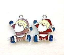 Free Shipping by China post air mail!!! New Design 50pcs Charms Enamel Father Christmas Pendants Christmas Decoration(China (Mainland))