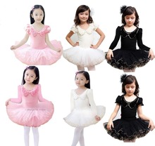 Retail Free Shipping Pink Black White Girls Cotton Short Sleeve Dance Dress Leotard Ballet Tutu Skate