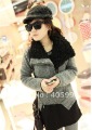 Top grade OL thick coat with faux fur collar in 2 colors,high quality of wool&polyester,zipper up up to faux fur collar position(China (Mainland))