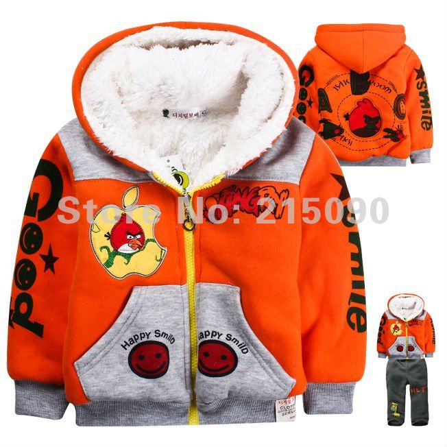 Free shipping,Christmas Kids high quality Embroidery hooded coat,boy's birds cartoon coat/jacket children winter warm outwear(China (Mainland))