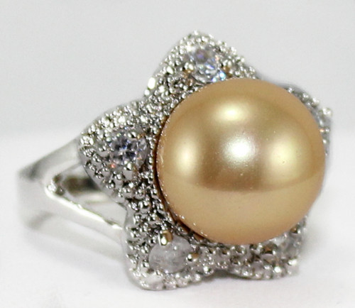 South Seas 12mm gold sallei pearl ring gift(China (Mainland))