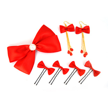 Colour bride red bow piece set hair accessory earrings fashion sweet hair accessory marriage accessories