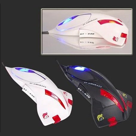SALES PROMOTION ! ! ! Airplane Aircraft Jet Computer Notebook PC 3D Optical Mouse Wired Mice 1200dpi LED Lights(China (Mainland))