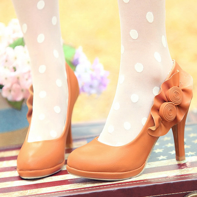 2012 spring and summer sweet Women shallow mouth round toe platform high heel shoes plus size