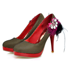 2012 mask ball rhinestone feather net fabric shallow mouth platform high-heeled shoes
