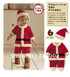 retail Baby Romper Set Outfits Hat Cap 2pcs Infant Winter Clothing Children Christmas OutWear Santa(China (Mainland))