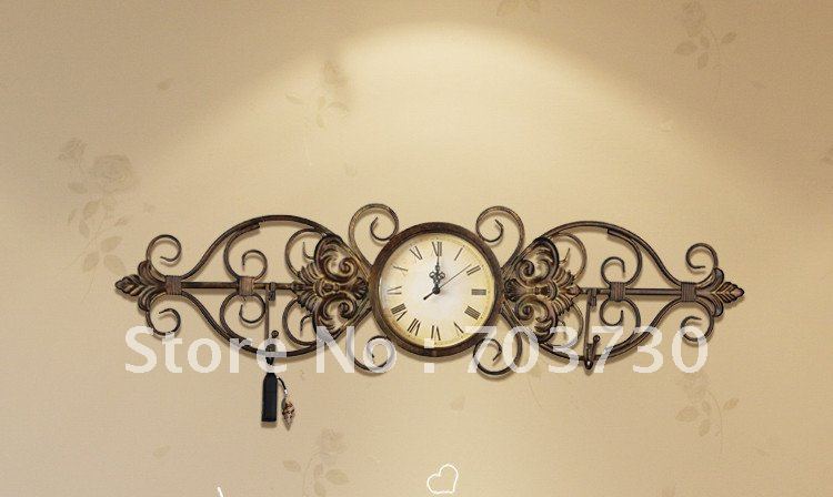 High Quality Antique Style Metal Wall Clock 70x15.5x54cm Creative Shapes and Ornament Decorative Arts For Home Free Shipping(China (Mainland))
