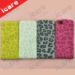 Wholesale Ultra Slim Flip Premium PU Leather Case For IPhone 5 5G Hot Seller Leopard Print Skin Free Shipping DHL(China (Mainland))