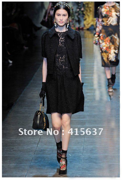 Entity shop high-quality goods supply qiu dong new detonation of hot! Embroidered black cloth independent not make public dress(China (Mainland))