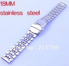 wholesale lots 10PCS 18MM Solid Stainless Steel Watch Band Strap push button hidden clasp WB1866 Top