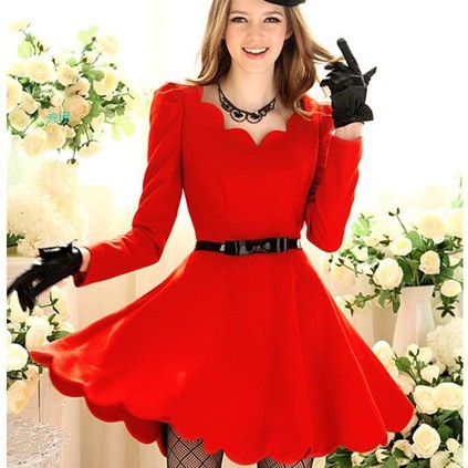 High Fashion Clothing 2012 on 2012 Fashion Ladies Scalloped High Waist Big Skirt One Piece Dresses