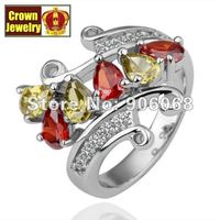 18KGP Jewelry 18K Gold Plated Crystal Ring Nickel Free Platinum Rhinestone Austrian Crystal SWA Element R115