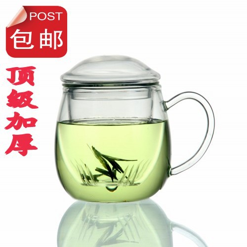 Thick heat resistant glass cup foam flower tea cup transparent office glass belt 400(China (Mainland))