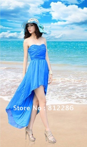 Chiffon Short Dress With tiered Trail for evening part