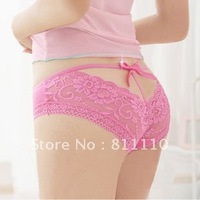 Trend Knitting Free shipping  5 pcs / a lot   2012 Princess lace bow deep V the exposed thigh sexy underwear briefs  Intimates
