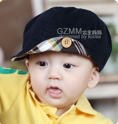 Korean-Baby-kids-Corduroy-hat-Fashion-lattice-flanging-peaked-caps-ZA1622.jpg