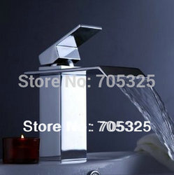 Single Handle Brass Wide Spout Waterfall Chrome Finish Basin Mixer Deck Mounted Tap Bathroom Vanity Faucet AD-1115(China (Mainland))
