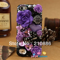 Hard phone Cover Case for iphone 5 5G,fashion Crystal Rhinestone rose flower comb mirror handbag bowknot,4 colours,Free shipping