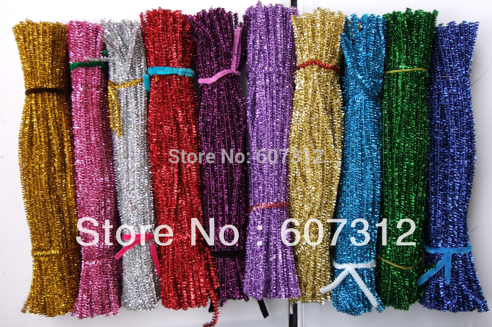 Free shipping 1000pcs/ lot 16mm*30cm ,10colors Glitter chenille stem Toys Accessroy,(China (Mainland))