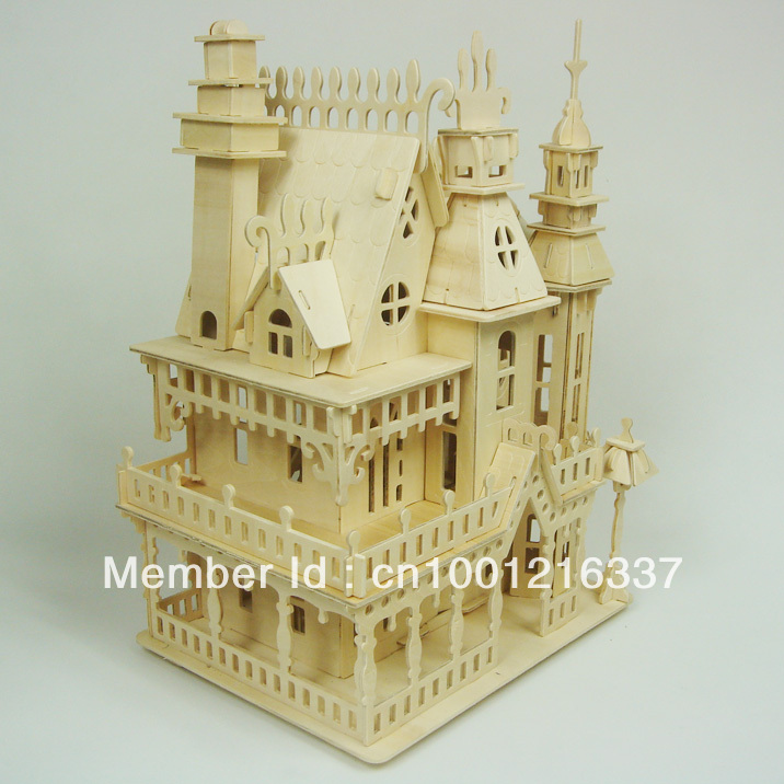 Great X'mas Gift Diy Wooden Mini House Light Dollhouse Model Puzzle 