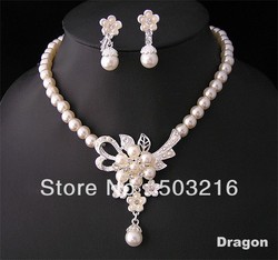Free Shipping High Quality Christmas Gifts Wedding Jewelry Set Pearl Set(China (Mainland))
