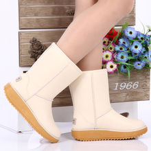 free shipping thickening soft leather snow boots cow muscle outsole slip resistant thermal winter boots Hot
