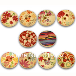 Free Shipping 100 Mixed Wood Painting Sewing Buttons Scrapbook 15mm Knopf Bouton W01466(W01466)(China (Mainland))