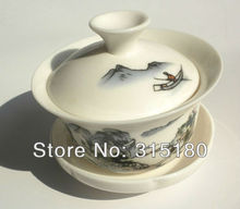 On Sale Ceramic Kungfu Tea Set With Landscape Painting White Porcelain Tureen Tea Sets Novelty Items