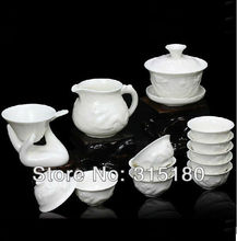 Promotion! Boutique Jade Porcelain, Kung Fu Tea Set, Dehua Tea Sets with 14 pcs Wholesale and Retail Free Shipping