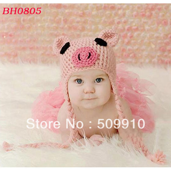 baby pig hat handmade toddler earflaps hat crochet knitted ...