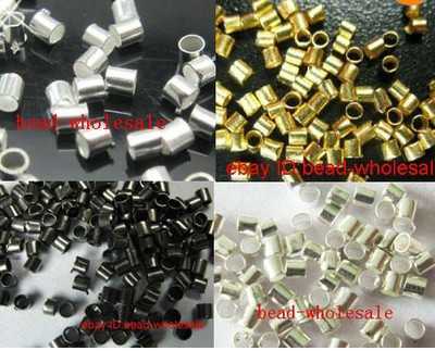 OMH vendent argent plaqu&eacute;/d'or/fonc&eacute; libre d'argent du bateau 500pcs 2mm/perles noires d'entretoise d'extr&eacute;mit&eacute; de cuir embouti de tube