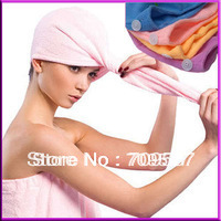 Microfiber Magic Hair Dry Drying Turban Wrap Towel/Hat/Cap Quick Dry Dryer Bath[99710](China (Mainland))