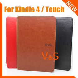 Kindle leather case, for Amazon kindle 4, WIFI 3G with kindle logo, 1pcs/lot, Free shipping(China (Mainland))