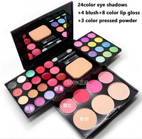 NEW Free combination makeup sets, 24color eye shadows+4 blush+8 color lip gloss+3 color pressed powder/50G minerals makeup kit