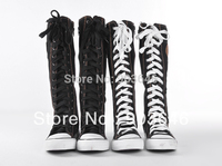 PUNK EMO ROCK Lady Girl Shoes Canvas shoes Skate Flat Tall Boot Sneaker Knee-High Lace Up
