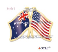 Free Shipping Newest Best Selling High Quality Australia and United States Crossed Flags Lapel Pins