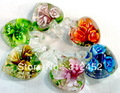 Free shipping fee Wholesale lot 50pcs special glow light in dark lampwork glass heart peadant bead fit earring,pendant necklace