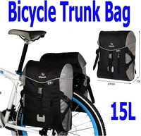 New Cool 15L Double Bicycle Rear Seat Trunk Bag Handbag Pannier Black , Free Shipping