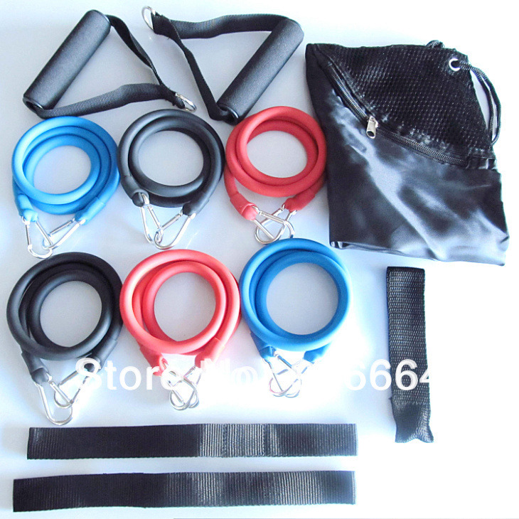 free shipping 12 PCS Latex Resistance Bands Set Resistance Tube Elastic Exercise Bands for Yoga Pilates