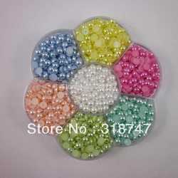 Free Shipping wholesale 1500pcs 5mm Half Round imitation Pearls Flat back Jewelry Garment Accessory Beads DIY(China (Mainland))